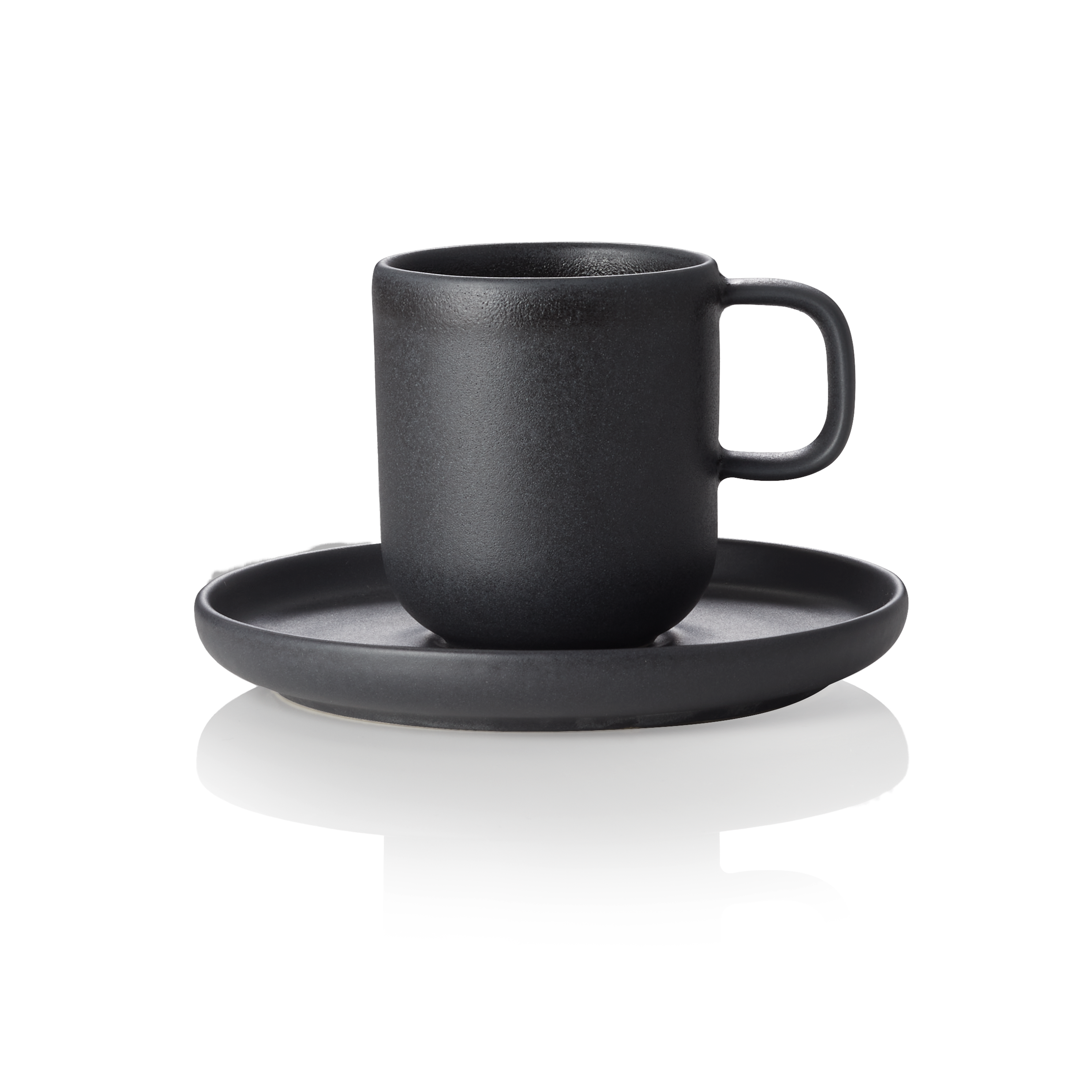 WAS Germany 6x Espresso- und Untertasse, Steinzeug, Schwarz, Serie: ROCKZZERO, Inhalt: 90ml (452504009)