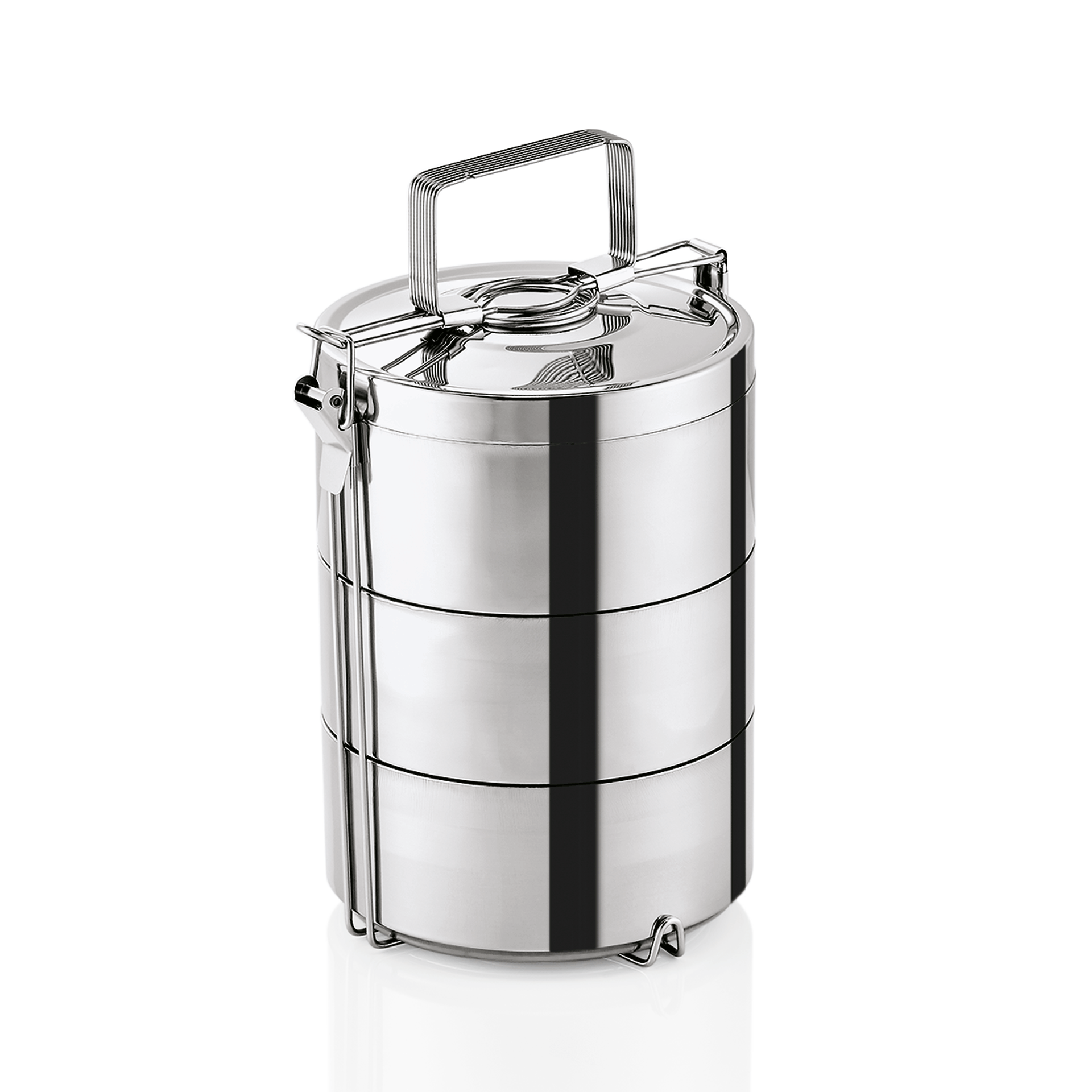 WAS Germany Thermoetagentransportbehälter (Mit 4 Speiseeinsätzen), Edelstahl, Inhalt: 900ml, Durchmesser: 16cm, Höhe: 35cm (4702164)