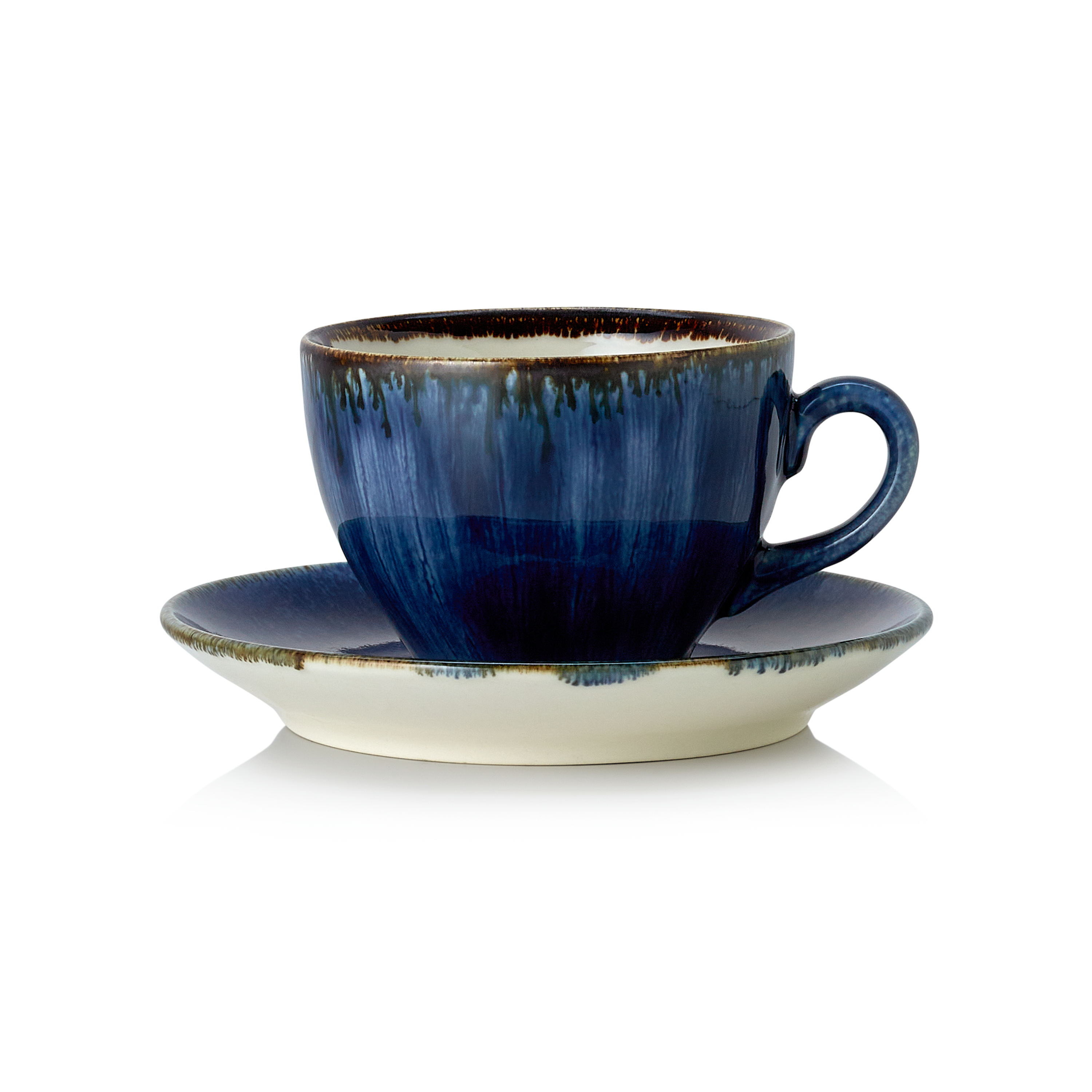 WAS Germany 6x Ober- und Untertasse, Porzellan, Dark Ocean, Serie: VIDA DARK OCEAN, Inhalt: 220ml (4881825)