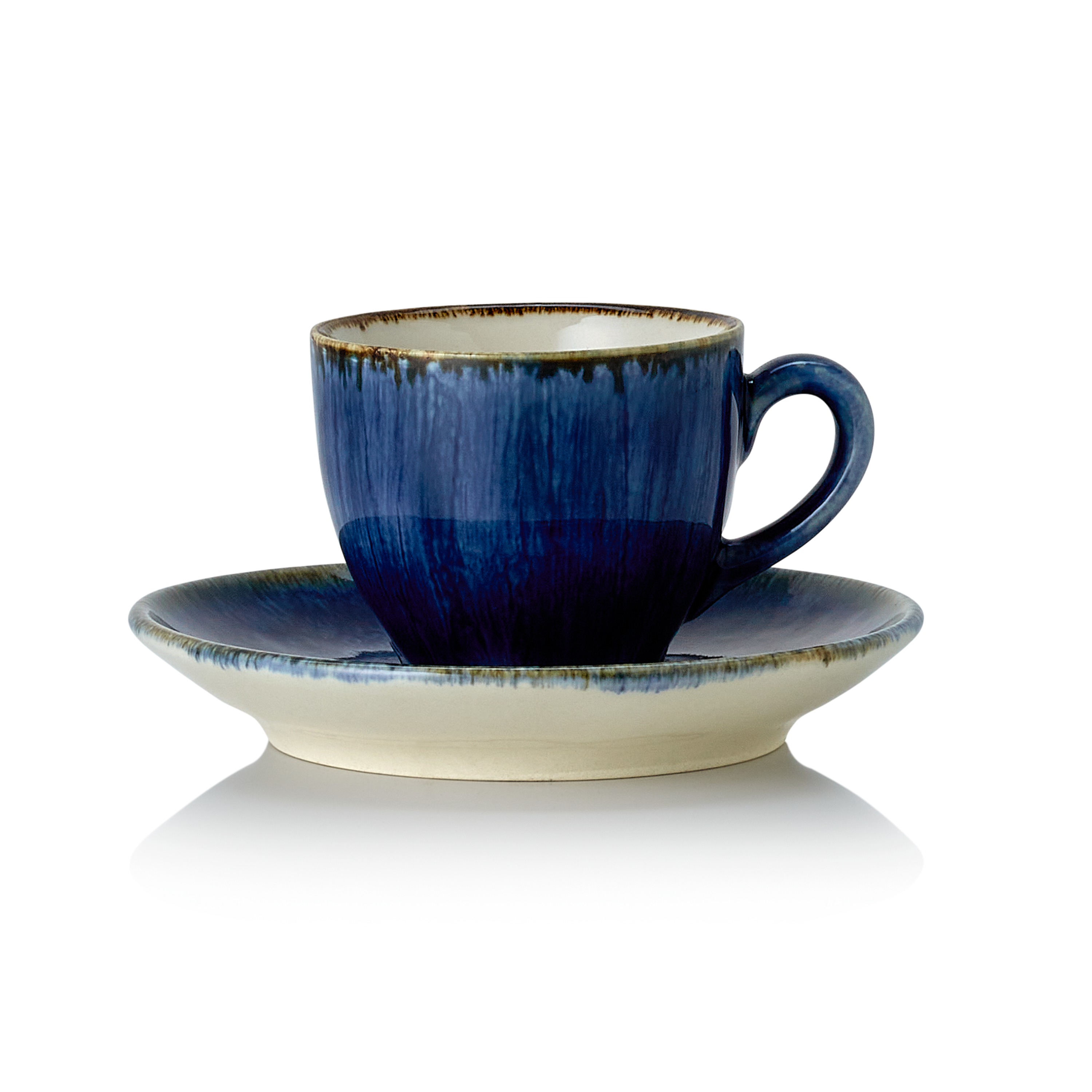 WAS Germany 6x Espresso Ober- und Untertasse, Porzellan, Dark Ocean, Serie: VIDA DARK OCEAN, Inhalt: 90ml (4881909)