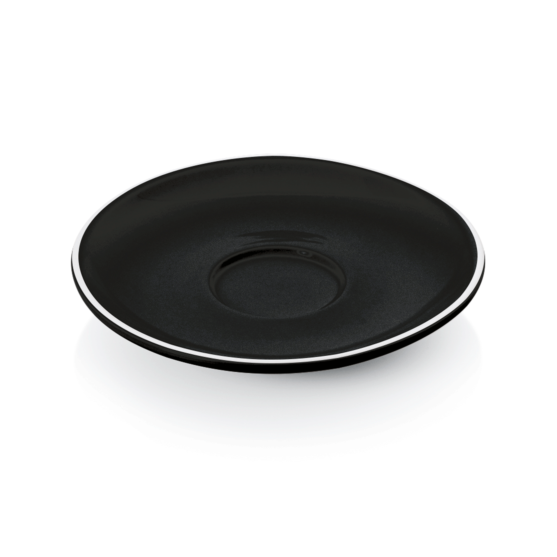WAS Germany 6x Espresso Untertasse, Porzellan, Schwarz, Serie: ITALIA BLACK, Durchmesser: 12,5cm (4998001)