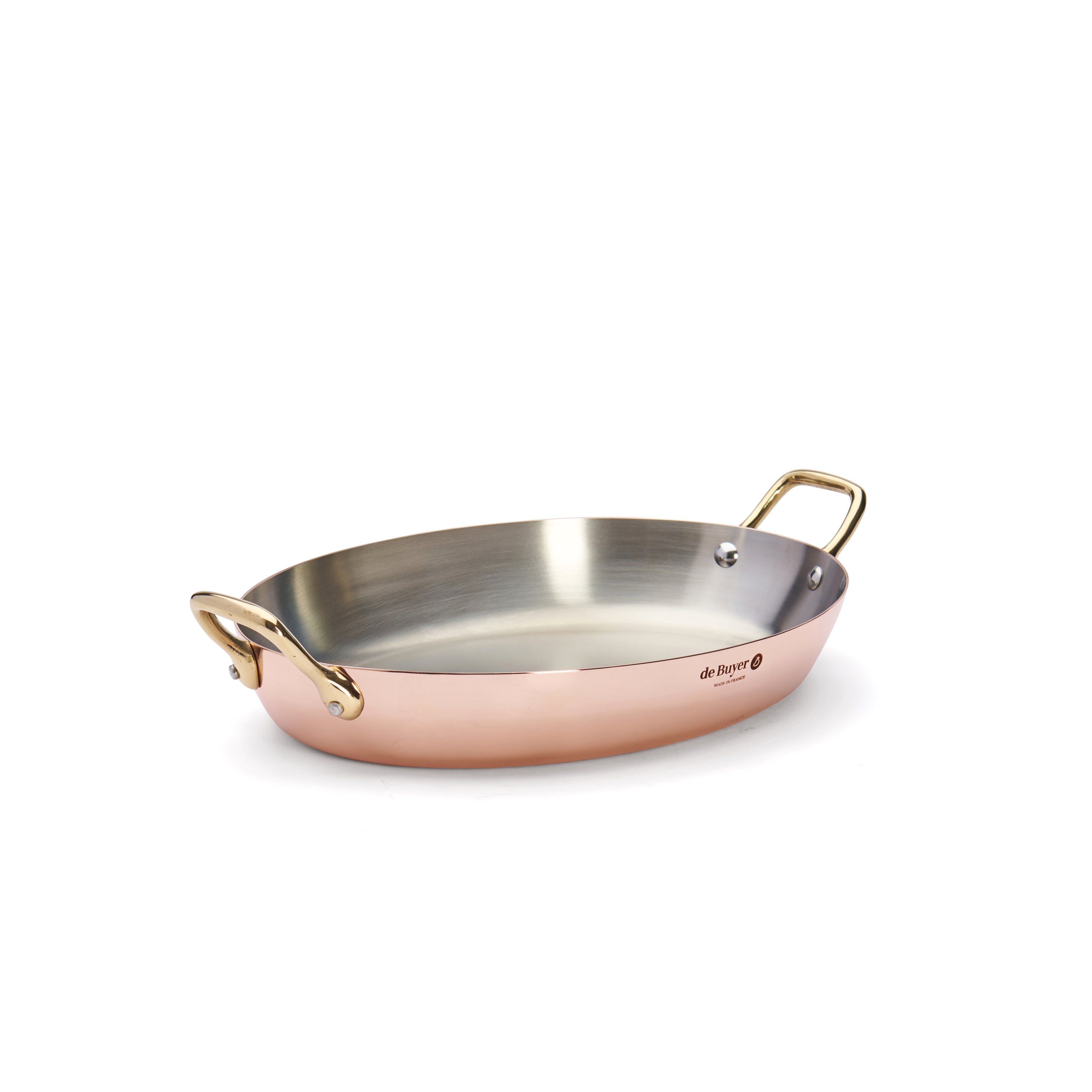 de Buyer OVALE PFANNE MIT 2 MESSINGGRIFFEN 32X23 CM INOCUIVRE