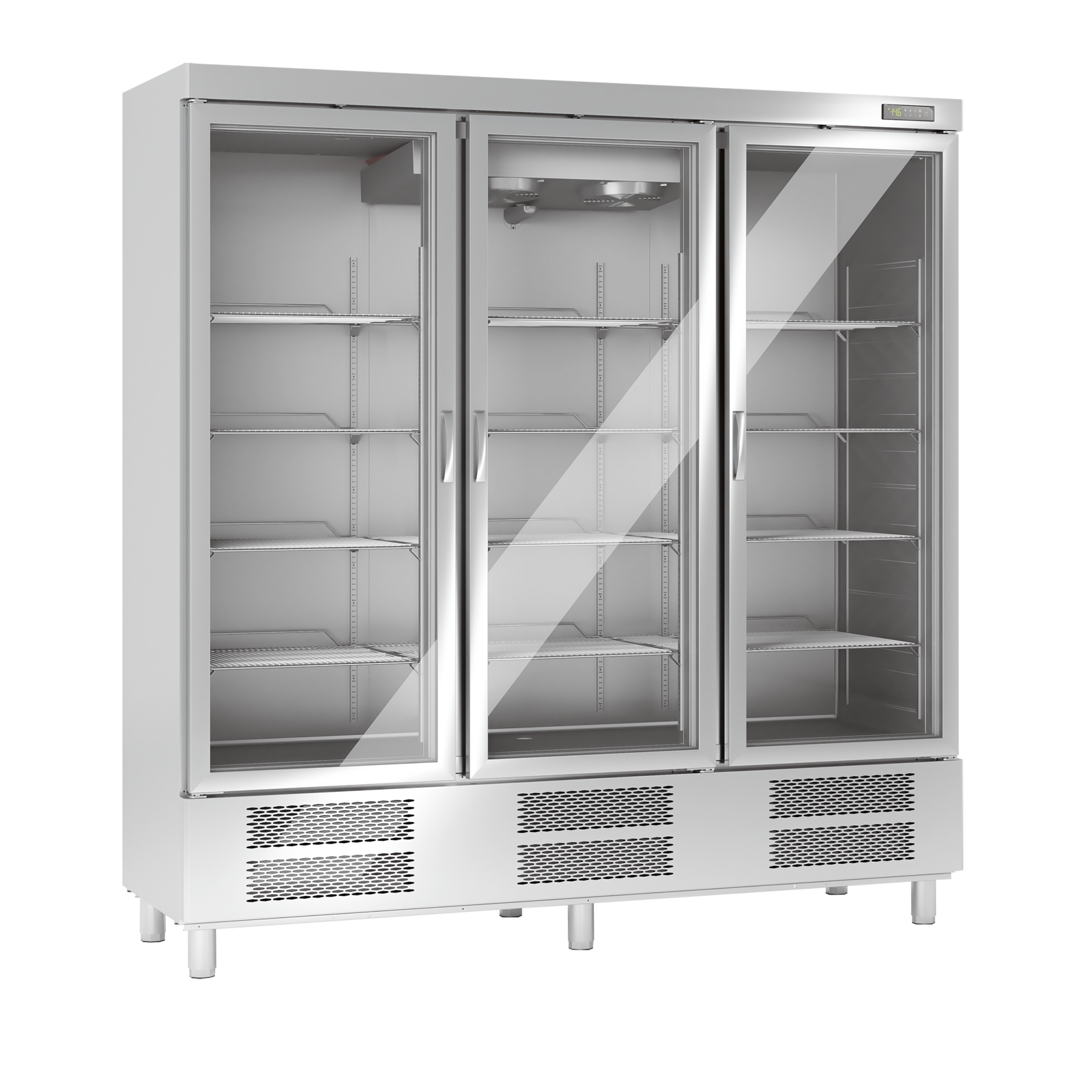 KBS Edelstahltiefkühlschrank (TKU 1900 G) mit Glastür, Silver, 1,726kW, 230V, 2055x735x2160mm