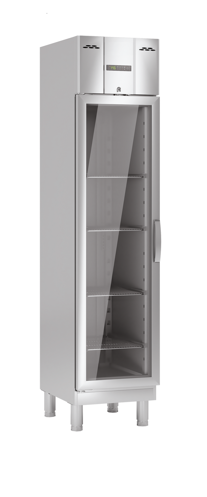 KBS Edelstahltiefkühlschrank (TKU 358 G) mit Glastür, Silver, 0,445kW, 230V, 460x665x2075mm
