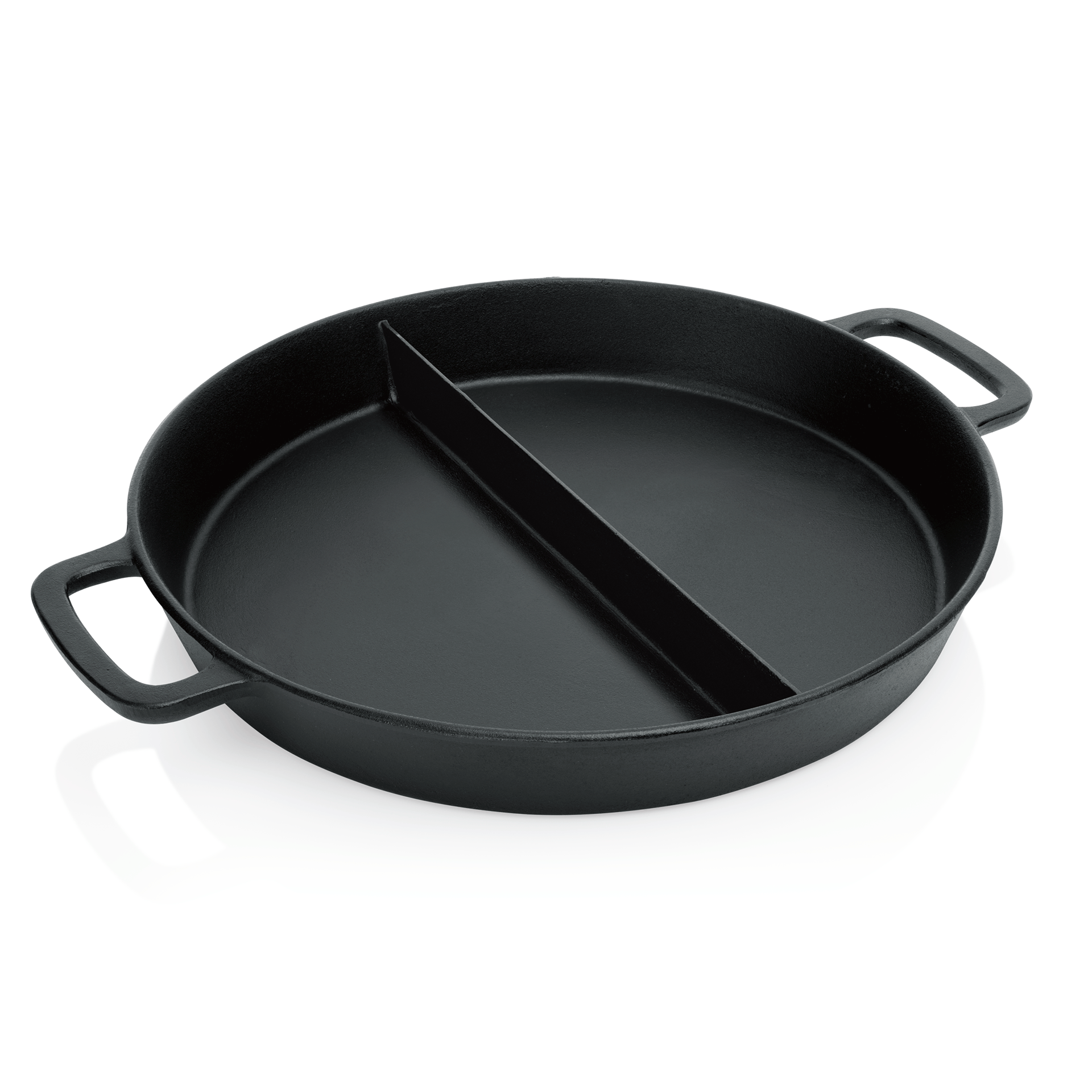 WAS Germany Riesenpfanne (Mit Mittelsteg, 2 angegossenen Seitengriffen), Gusseisen, Serie: EISENGUSS RIESENPFANNE, Schwarz, Durchmesser: 50cm, Höhe: 7cm (5055501)