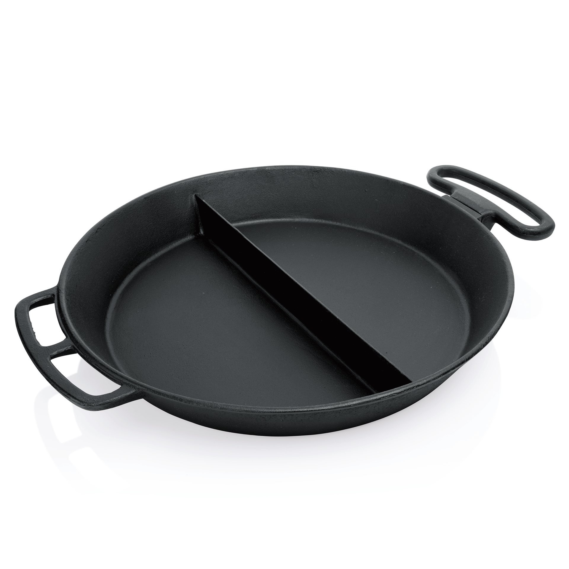 WAS Germany Riesenpfanne (Mit Mittelsteg, abnehmbarer Rundgriff), Gusseisen, Serie: EISENGUSS RIESENPFANNE, Schwarz, Durchmesser: 65cm, Höhe: 9cm (5055652)