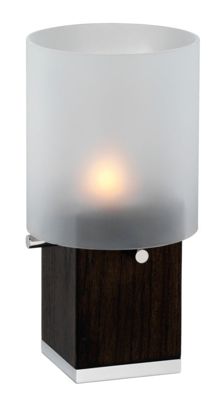 WMF Windlicht, Edelstahl, Holz und Glas, Serie: PURE EXCLUSIV, Durchmesser: 9,5cm, 6,3x6,3x19,3cm