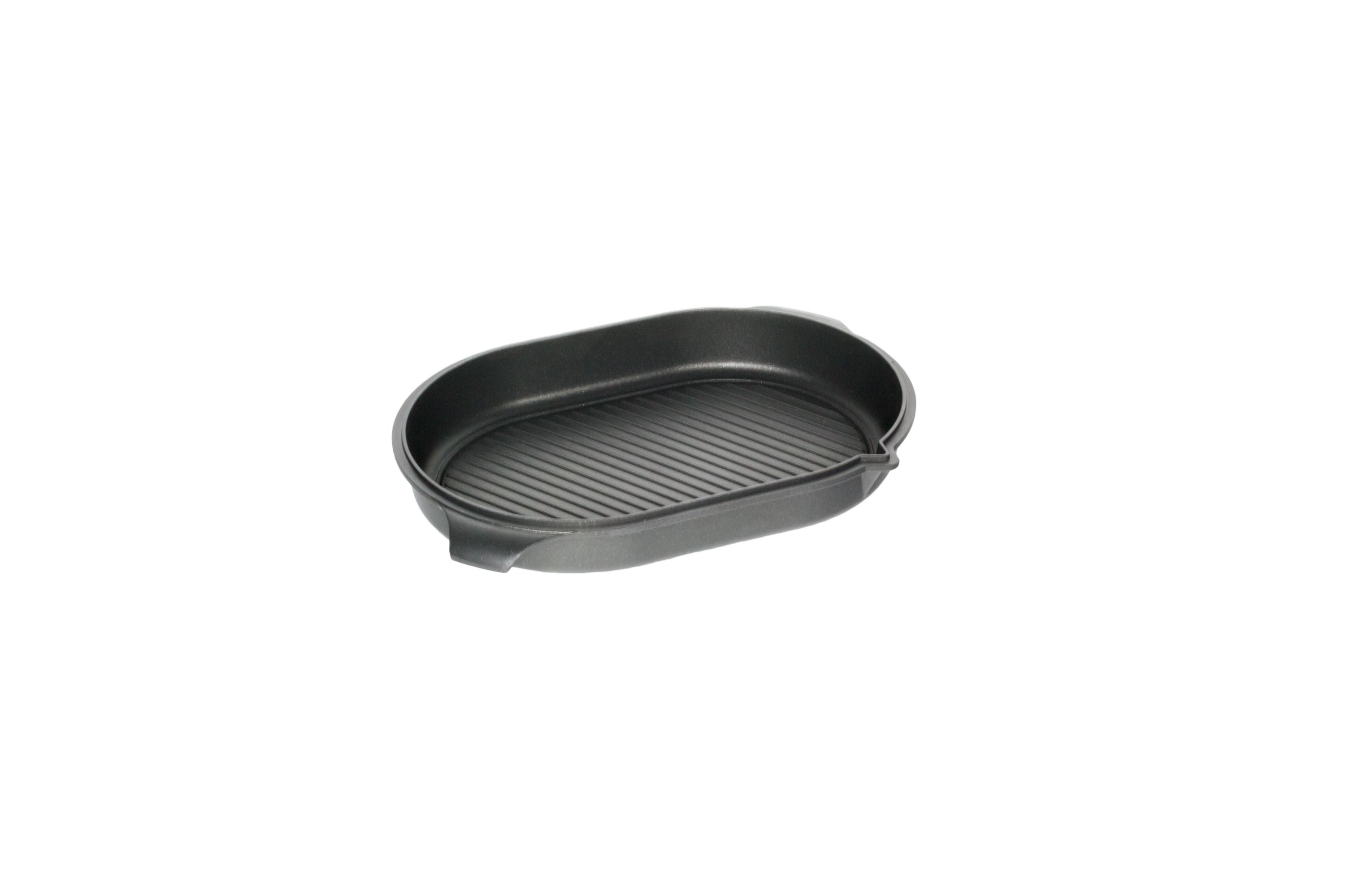 AMT Bräter-Deckel (Mit Grillboden), Aluminiumguss, Schwarz und Silber, Inhalt: 3L, 41x28x6cm