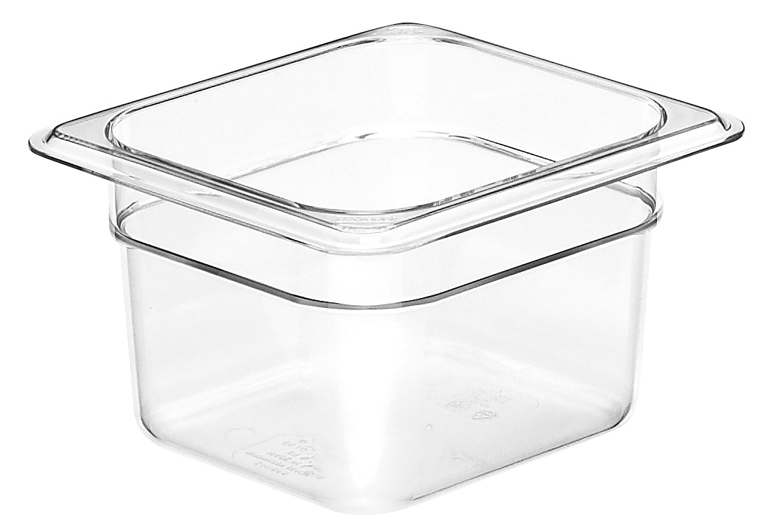 Cambro Camwear® Polycarbonat Gastronorm GN-Behälter GN1/6-100mm, Durchsichtig, 6 Stück im Karton - 64CW135