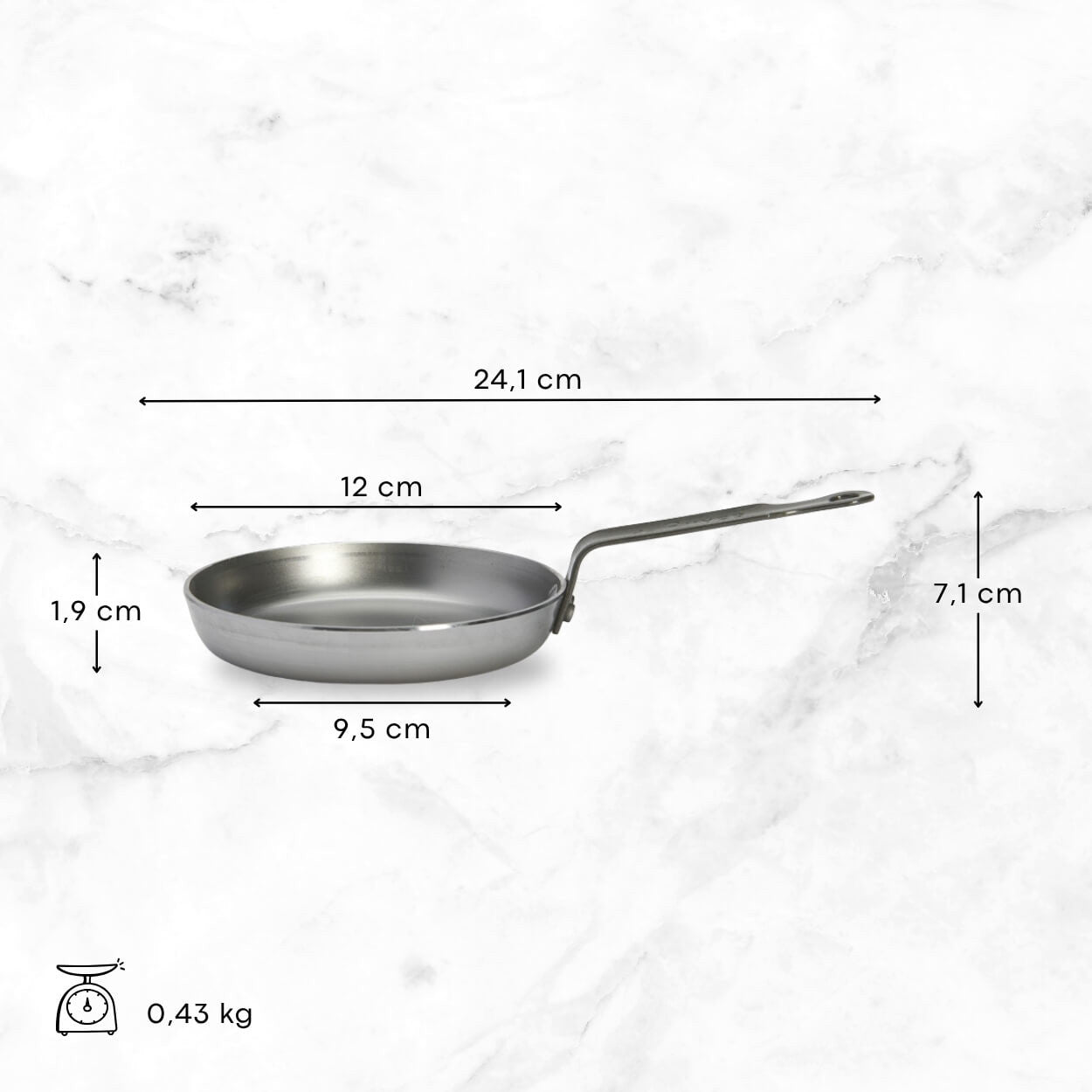de Buyer 10x Blinis-Pfanne (mit festen Griff), Stahl, Silber und Grau, Serie: MINERAL B, Durchmesser:12cm