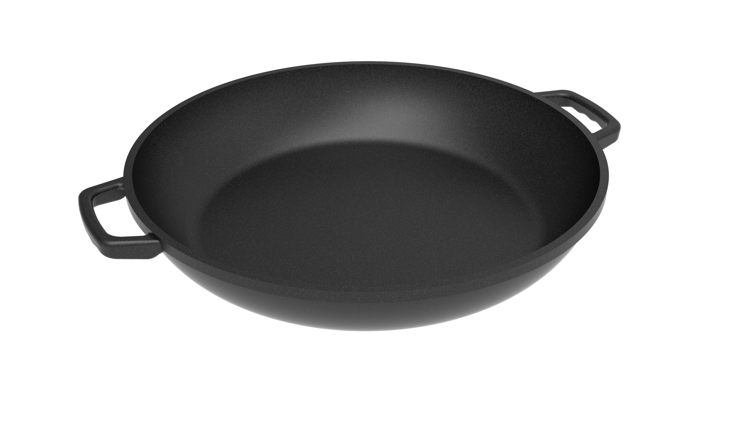 AMT Großraumpfanne (Mit angegossenem Griff), Aluminiumguss, Schwarz, Durchmesser: 38cm, Höhe: 8cm