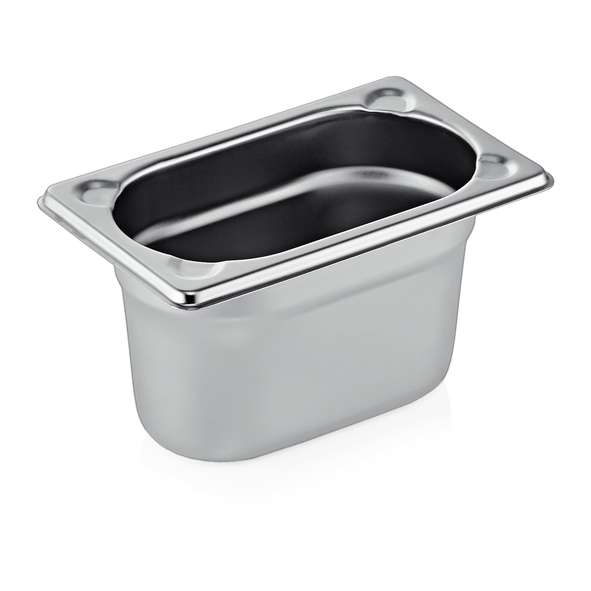 WAS Germany GN Behälter 1/9 mit U-Ecken, Serie:GN CORE, Chromnickelstahl, Höhe: 100 mm, 1 Liter (7619100)