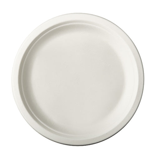 Papstar 500 Teller, Zuckerrohr "pure" ungeteilt Ø 23 cm · 2 cm weiss, 10x 50
