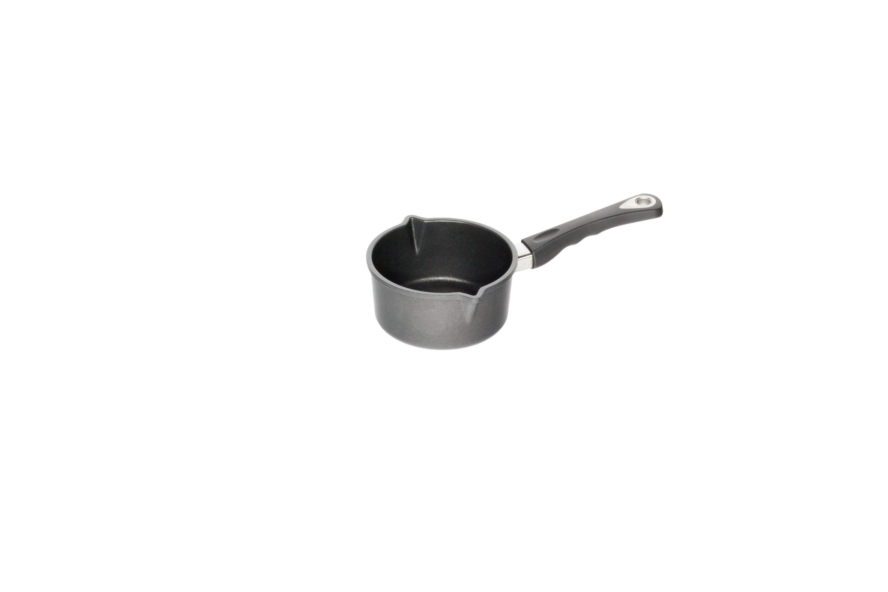 AMT Milch-/Soßentopf (Mit 2 Ausgießern), Aluminiumguss, Schwarz, Durchmesser: 16-20cm