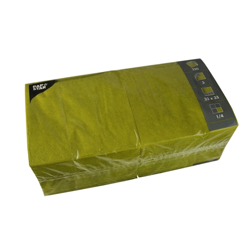 Papstar 1.000 Servietten, 3-lagig 1/4-Falz 33 cm x 33 cm olivgrün
