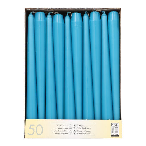 Papstar 2x 50 Leuchterkerzen Ø 2,2 cm · 25 cm türkis