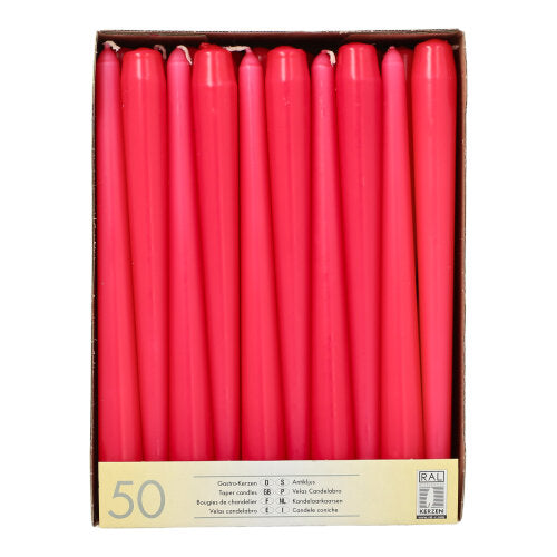 Papstar 2x 50 Leuchterkerzen, Fuchsia, Durchmesser: 2,2cm, Höhe: 25cm