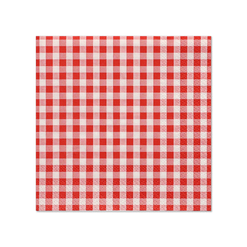 Papstar 280 Servietten, 3-lagig 1/4-Falz 25 cm x 25 cm rot "Vichy Karo"