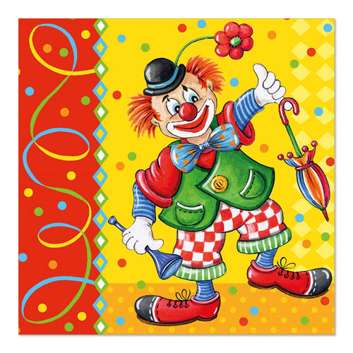 Papstar 600 Servietten, 3-lagig 1/4-Falz 33 cm x 33 cm "Clown"