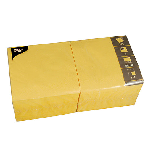 Papstar 1.000 Servietten, 3-lagig 1/4-Falz 40 cm x 40 cm gelb