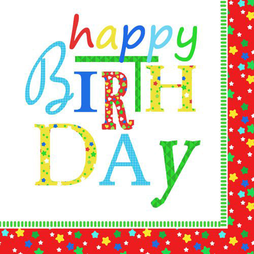 Papstar 200 Servietten, 3-lagig 1/4-Falz 33 cm x 33 cm "Happy Birthday"