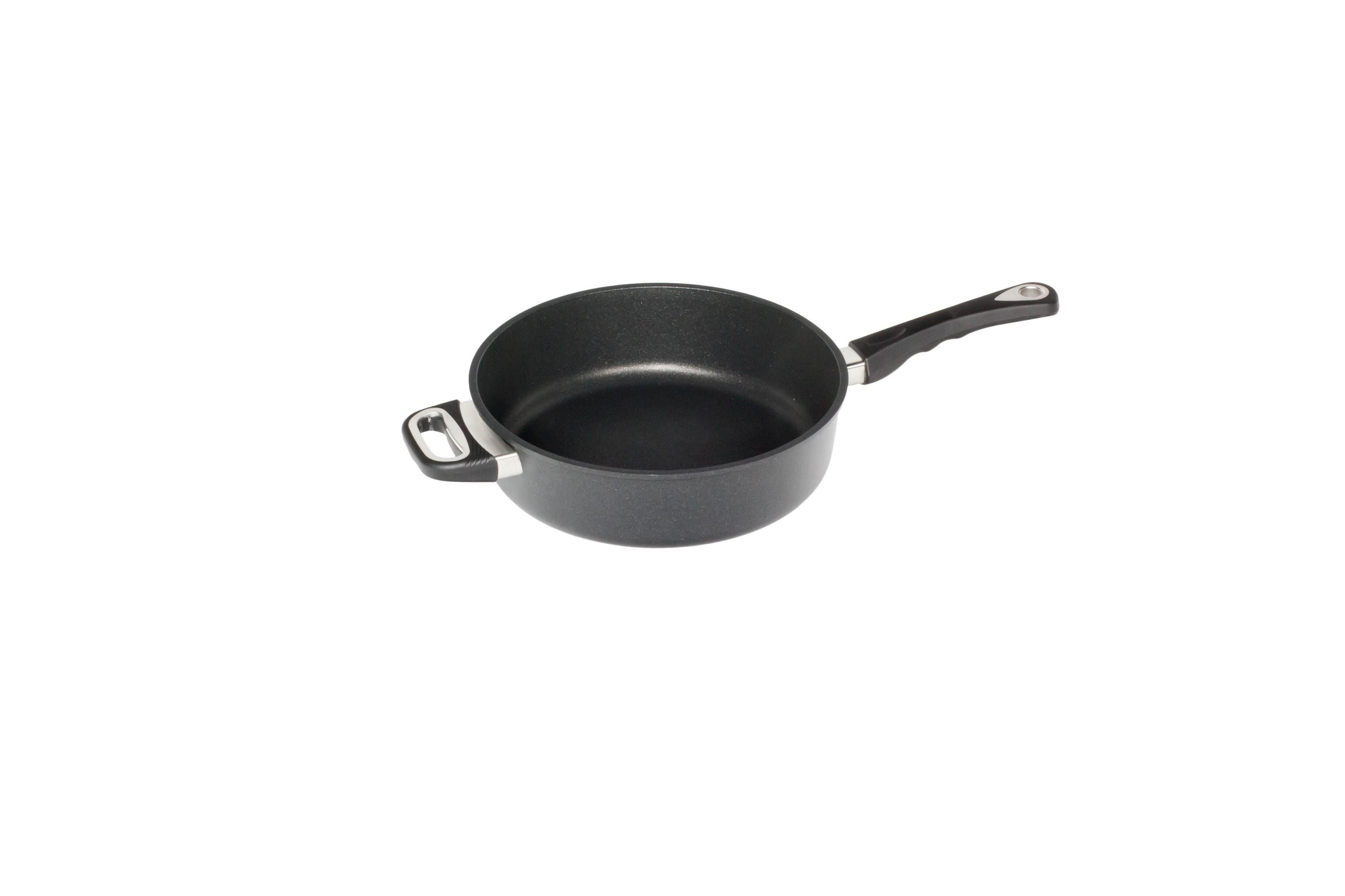 AMT Schmortopf (Mit Stielgriff), Aluminiumguss, Schwarz, Durchmesser: 28cm, Höhe: 8cm