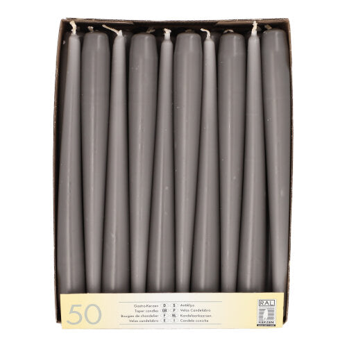 Papstar 2x 50 Leuchterkerzen Ø 2,2 cm · 25 cm grau