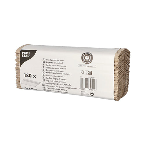 Papstar 20x 180 Blatt Handtuchpapier C-Falz 31 cm x 25 cm natur 1-lagig