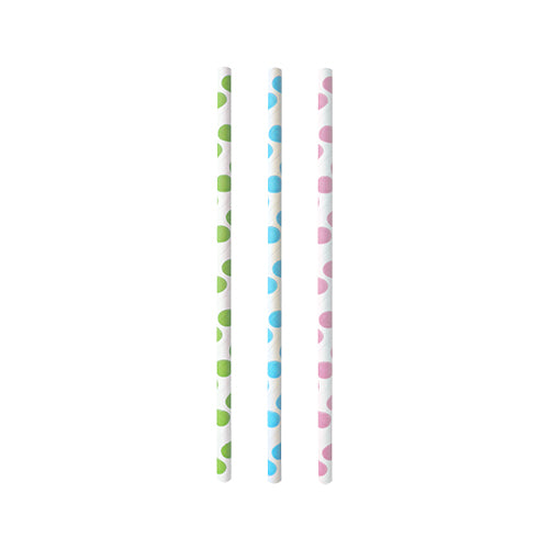 Papstar 20x 25 Trinkhalme, Papier Ø 6 mm · 20 cm farbig sortiert "Dots"
