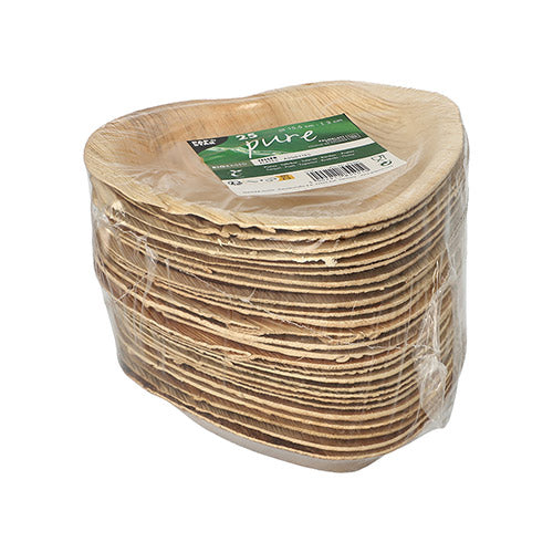Papstar 100x Teller "Herz", Palmblatt, Natur, Serie: Pure, 15,5x15,5x3cm