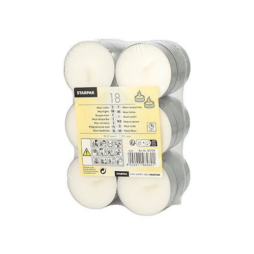 Papstar 8x 18 Maxi Lichte Ø 57 mm · 19 mm weiss