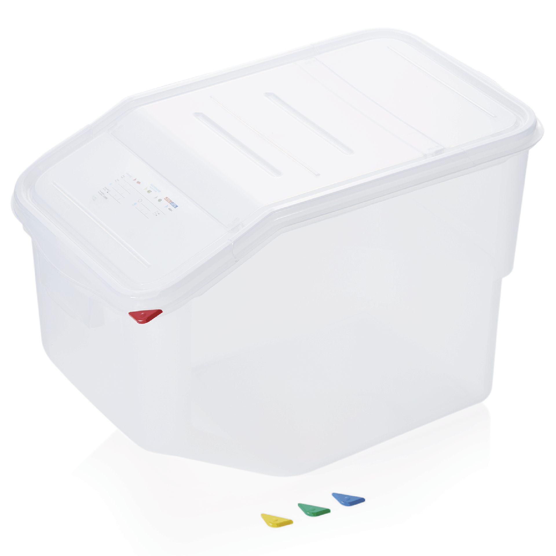 WAS Germany HACCP Lebensmittelbehälter (Mit Deckel, Doppelseitig aufklappbar), Polypropylen und Kunststoff, Transparent, Inhalt: 50L, 56x34x40cm (8621566)