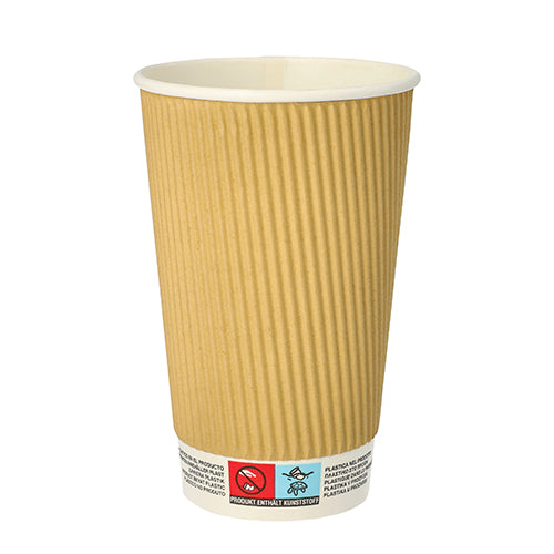 Papstar 20x 25 Trinkbecher, Pappe 0,4 l Ø 9 cm · 13,7 cm Ripple Wall