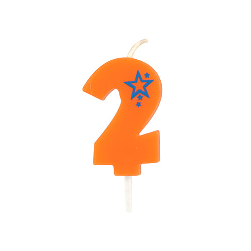 Papstar 15x Zahlenkerze, Mini 6,8 cm orange "2"