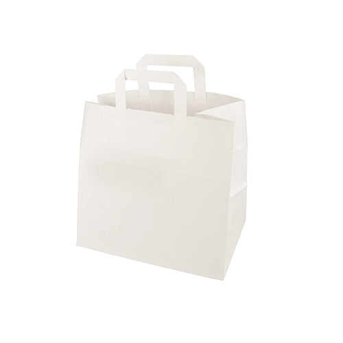 Papstar 8x 50 Tragetaschen, Papier 25 cm x 26 cm x 17 cm weiss mit Tragegriff