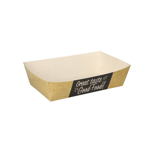 Papstar 600x Pommes-Frites-Trays "Good Food" (Mittel), FSC Frischfaser-Karton, Serie: Pure, Braun, 8,5x13,5x3,5cm