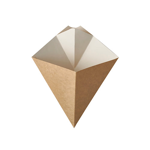 Papstar 500x Pommes-Frites-Ttüten (mit Dip-Ecke), Pappe, Serie: Pure, Braun, 16,5x19,5cm