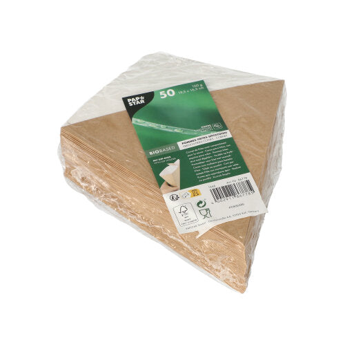 Papstar 500x Pommes-Frites-Tüten (mit Dip-Ecke), Pappe, Braun, Serie: Pure, Breite: 16,5cm, Höhe: 19,5cm