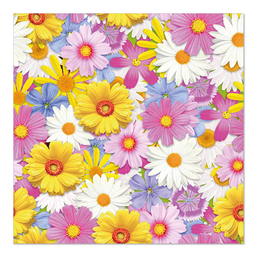 Papstar 200 Servietten, 3-lagig 1/4-Falz 33 cm x 33 cm "Daisies Mix"