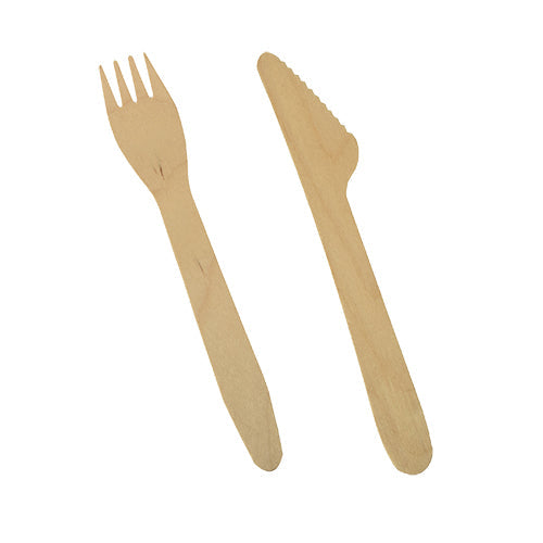 Papstar 500 Bestecke (Messer, Gabel), Material: Holz, Serie: Pure, Länge 16,5cm