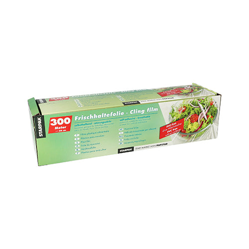 Papstar 6x Frischhaltefolie (In Faltschachtel), LDPE-Folie, Transparent, Länge: 300m, Breite: 30cm