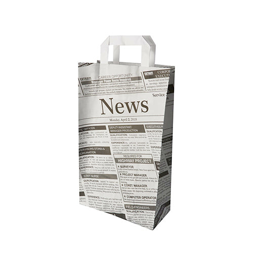 Papstar 8x 50 Tragetaschen, Papier 36 cm x 22 cm x 10 cm "Newsprint" mit Tragegriff