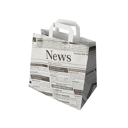 Papstar 8x 50 Tragetaschen, Papier 25 cm x 26 cm x 17 cm "Newsprint" mit Tragegriff