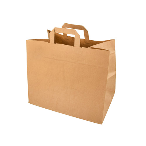 Papstar 50x Tragetaschen (mit Tragegriff), Papier, Braun, 27x32x21,5cm