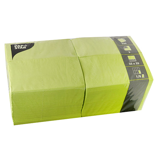 Papstar 1.000 Servietten, 3-lagig 1/8-Falz 33 cm x 33 cm limonengrün