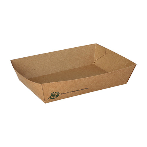 Papstar 8x 80 Snacktrays, Pappe "pure" 4 cm x 11 cm x 16 cm braun "100% Fair" extra groß
