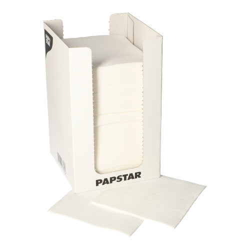 Papstar 1.400 Servietten, 2-lagig "PUNTO" 1/4-Falz 20 cm x 20 cm weiss mikrogeprägt, in Spenderbox
