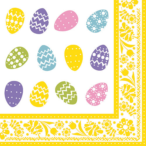Papstar 400 Servietten, 3-lagig 1/4-Falz 40 cm x 40 cm "Coloured Eggs"