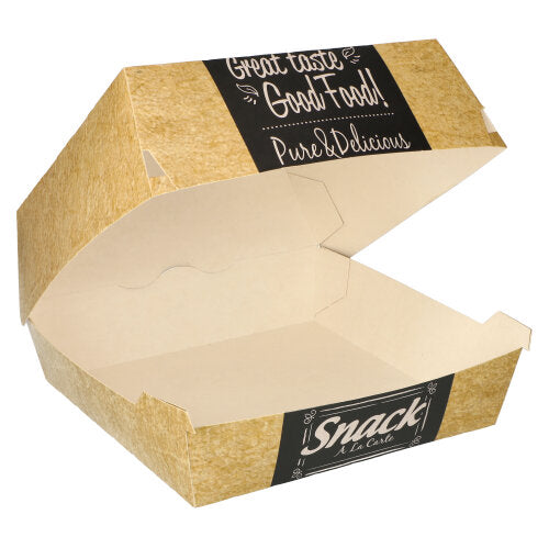 Papstar 200x Burgerboxen "Good Food", Pappe, Serie: Pure, Braun, 18x18x8,3cm