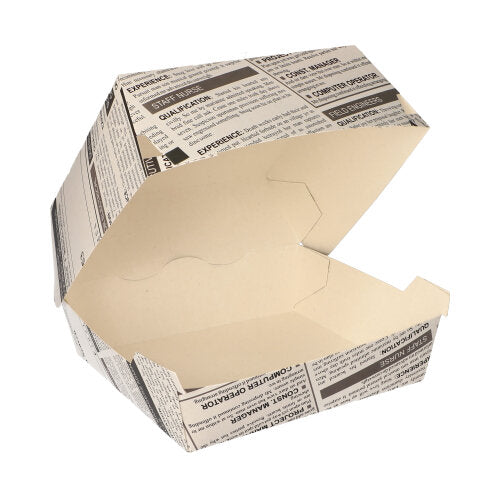 Papstar 400x Burgerboxen "Newsprint", Pappe, Weiß, 12,5x12,5x7cm